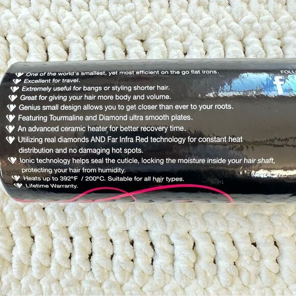 Liv Hair Diamond On The Go Mini Pink Black Animal Print Travel Flat Iron - Picture 3 of 8